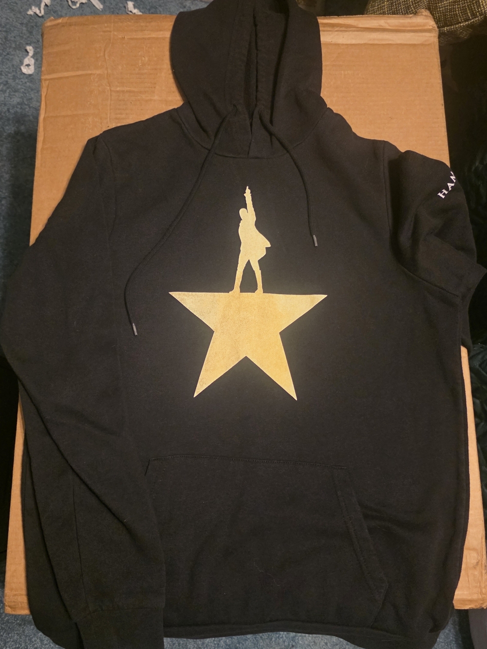 Black Hamilton Hoodie with Gold Star Graphic, Official Merch